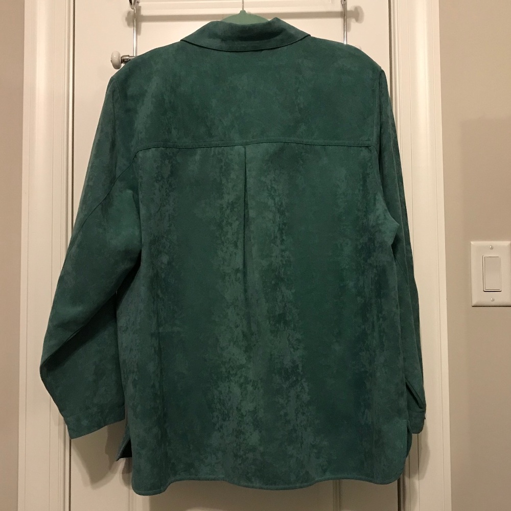 Relativity Teal Sueded Polyester Button Down Coll… - image 4